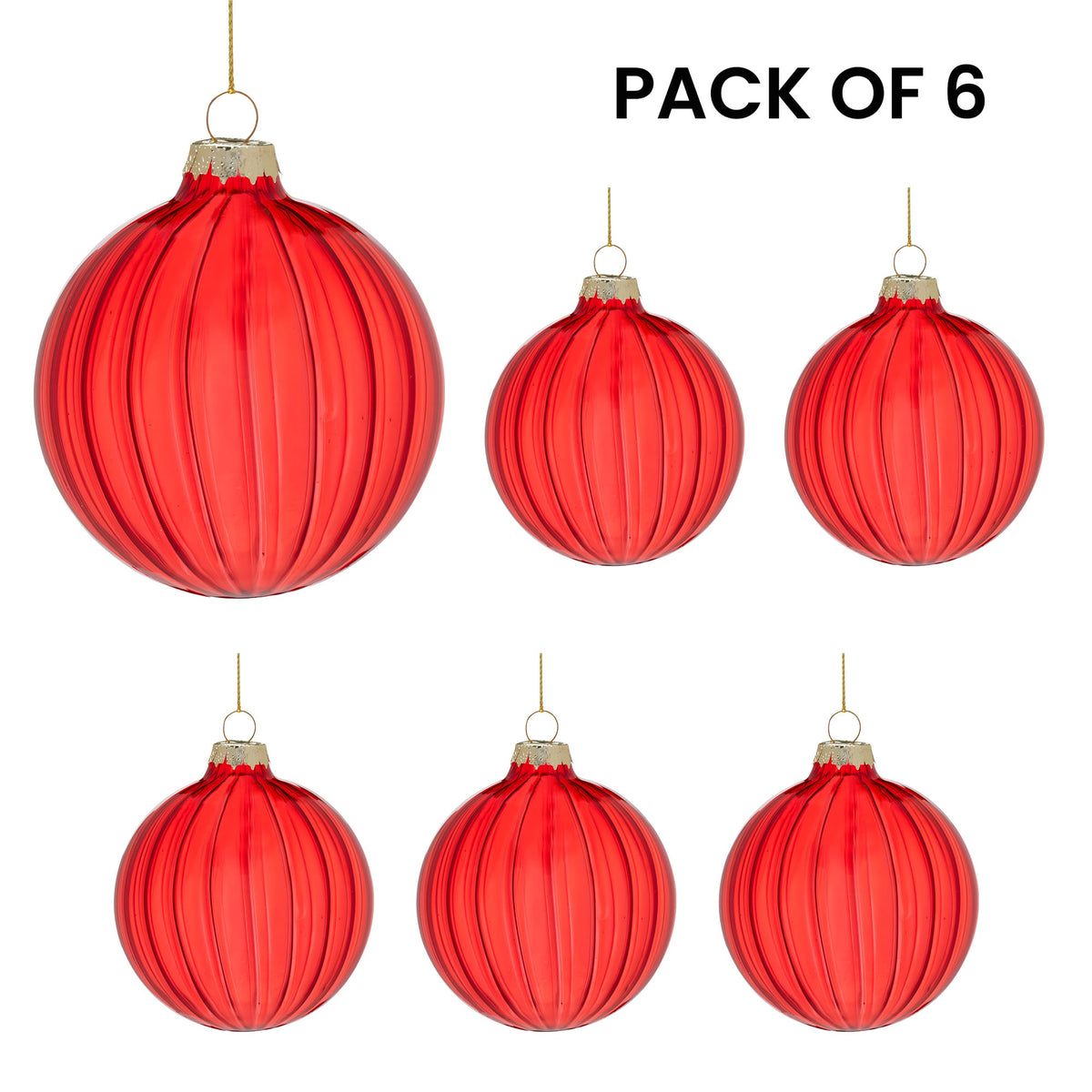 Red Glass Baubles Set
