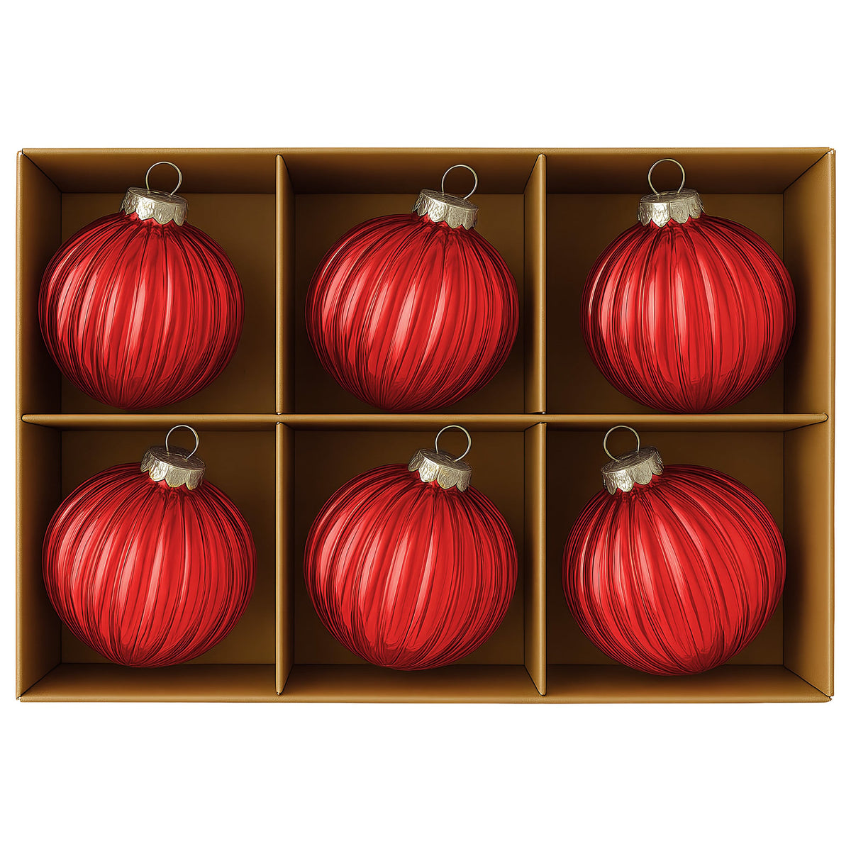 Red Glass Baubles Set