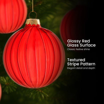 Red Glass Baubles Set