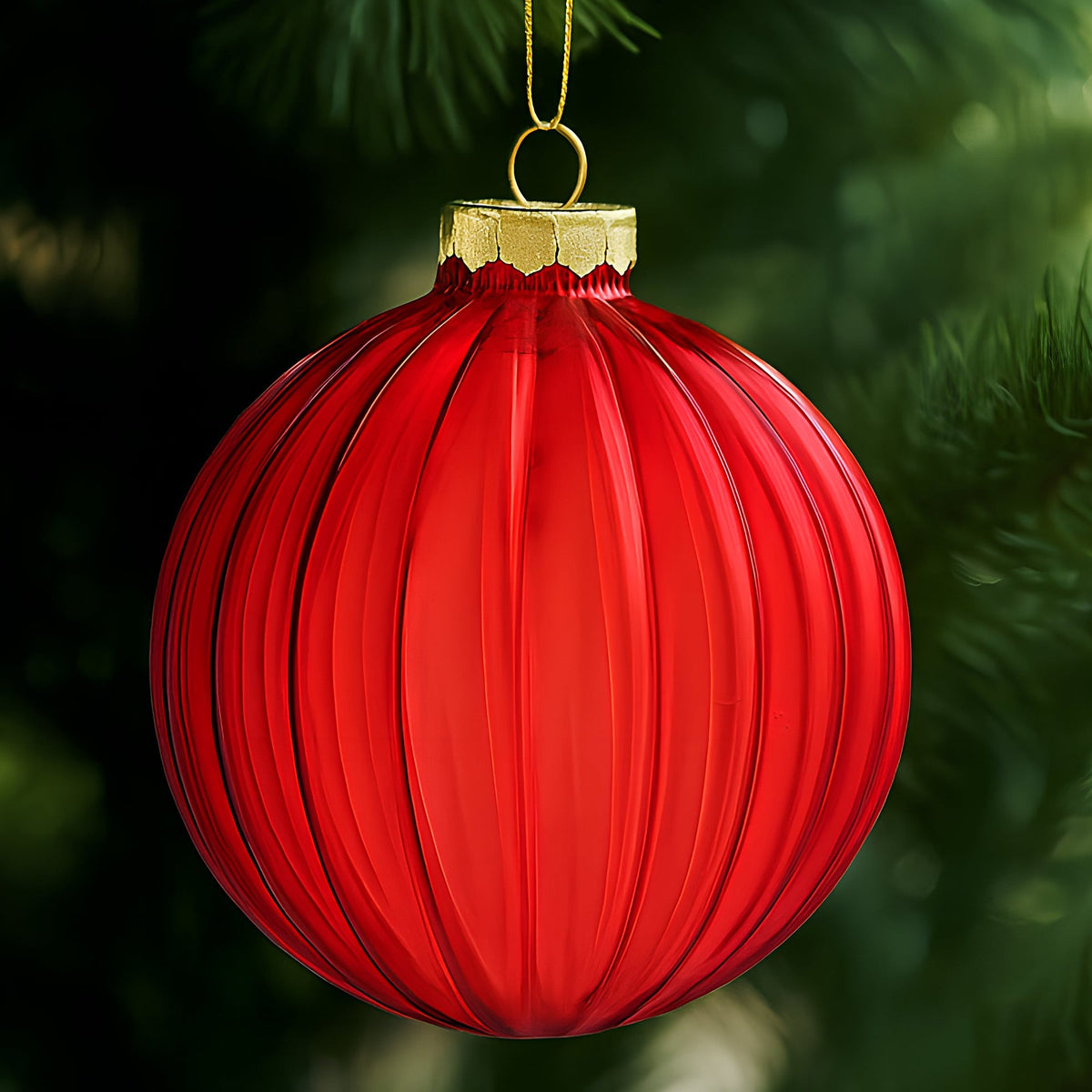 Red Glass Baubles Set