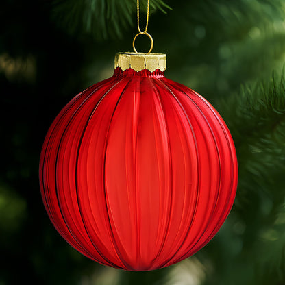 Red Glass Baubles Set