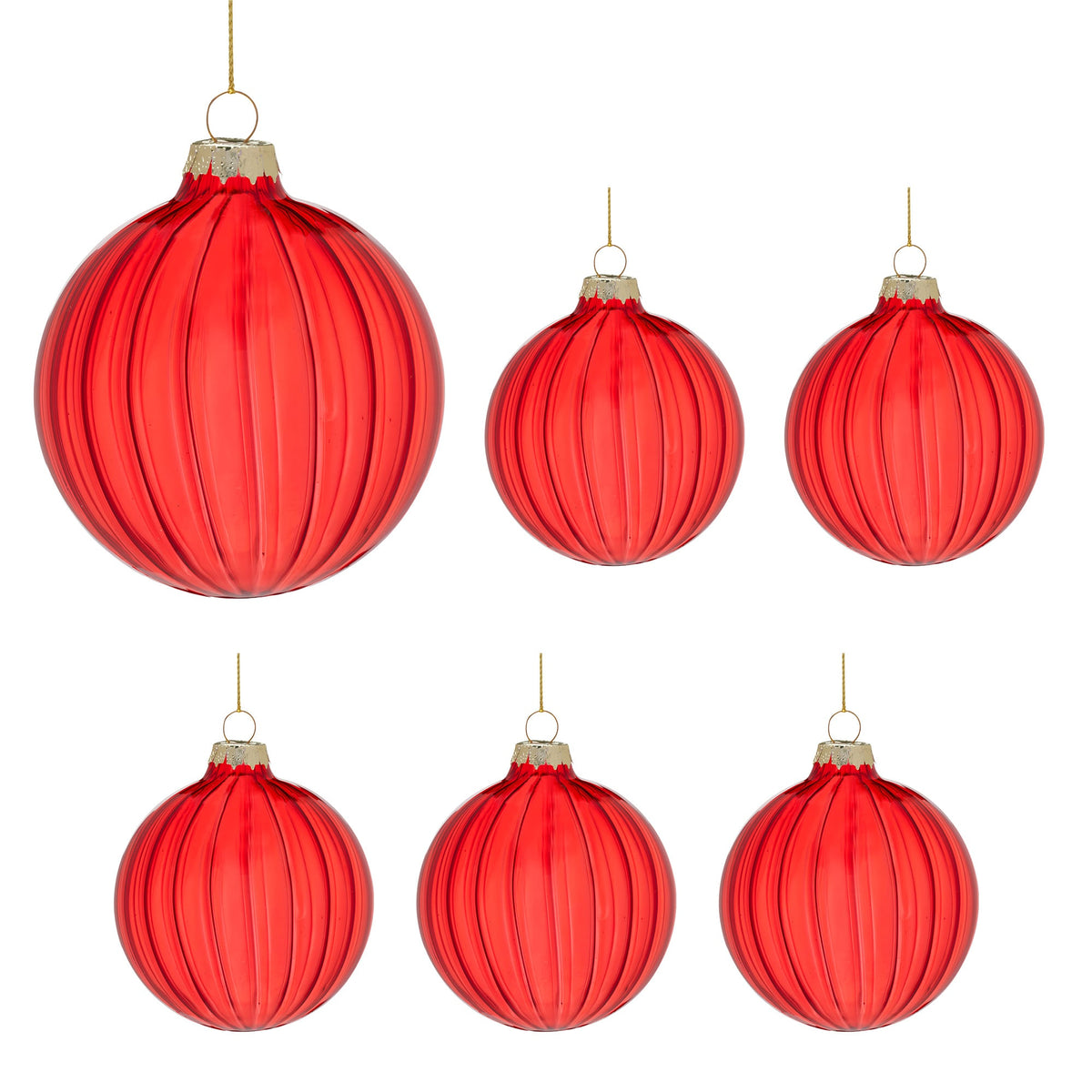 Red Glass Baubles Set