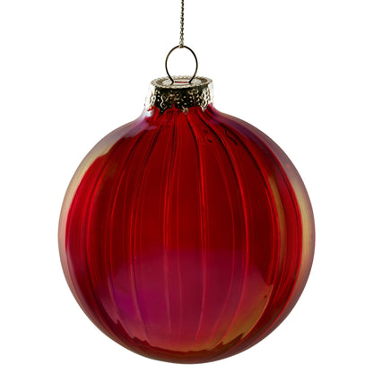 Red Glass Christmas Baubles Set