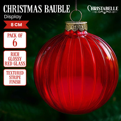 Red Glass Christmas Baubles Set