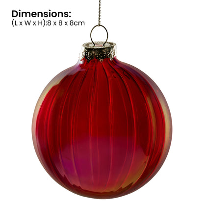 Red Glass Christmas Baubles Set