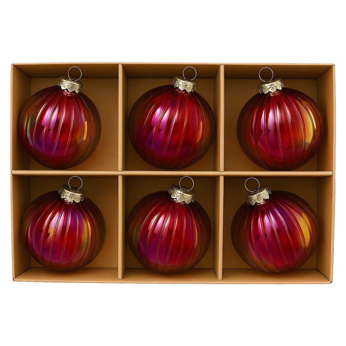 Red Glass Christmas Baubles Set