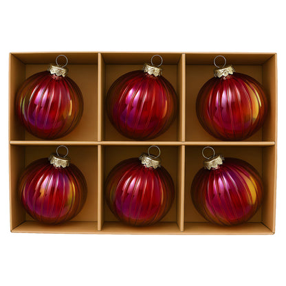 Red Glass Christmas Baubles Set