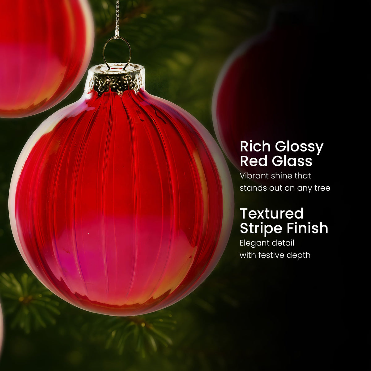 Red Glass Christmas Baubles Set