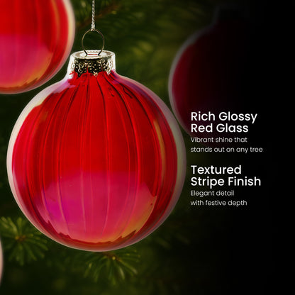 Red Glass Christmas Baubles Set