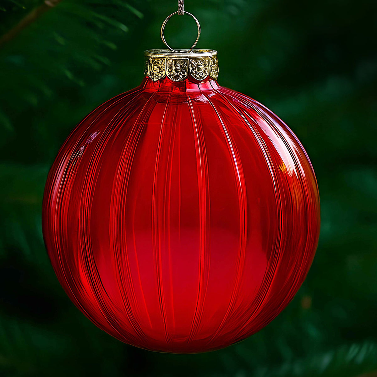 Red Glass Christmas Baubles Set