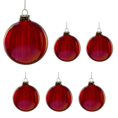 Red Glass Christmas Baubles Set