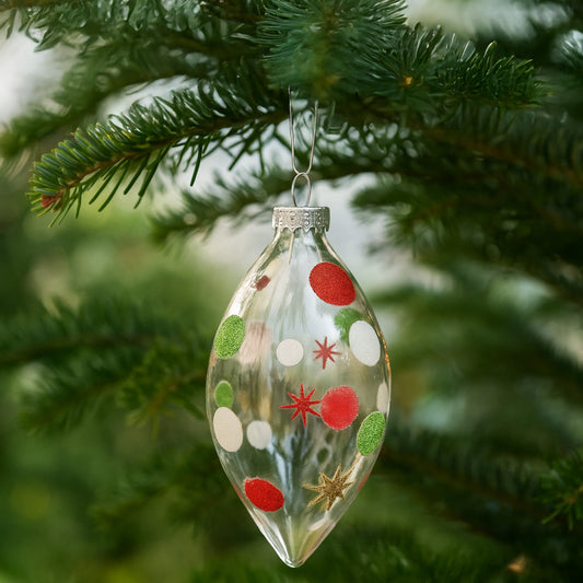 Glass Teardrop Baubles Clear