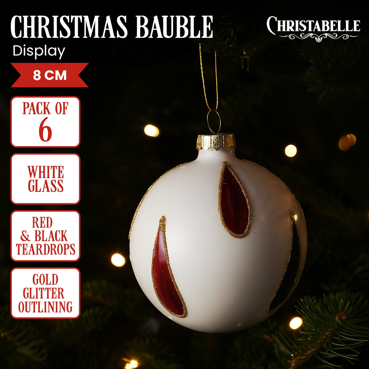 Glass Christmas Baubles White