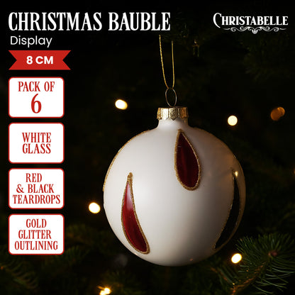Glass Christmas Baubles White