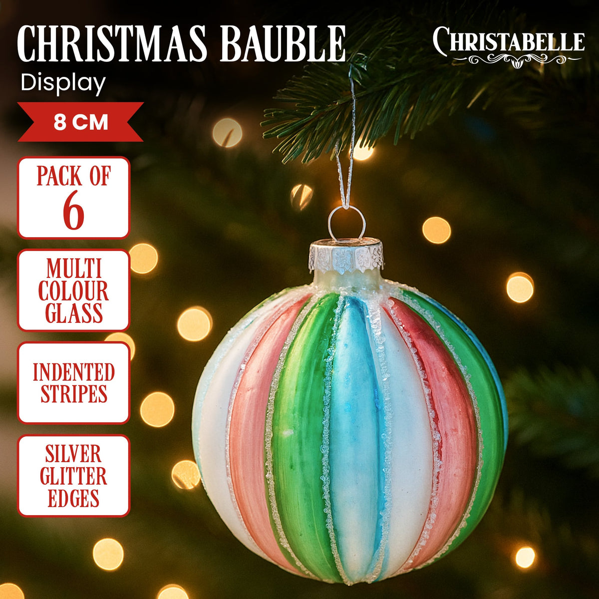 Glass Christmas Baubles Multi Colour