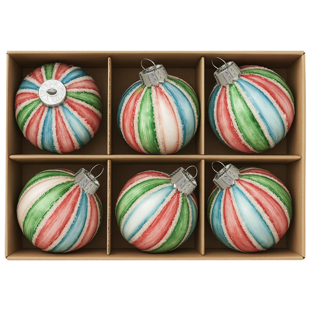 Glass Christmas Baubles Multi Colour