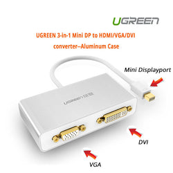 3-In-1 Mini Displayport To Hdmi&Vga&Dvi Converter - White (10438)