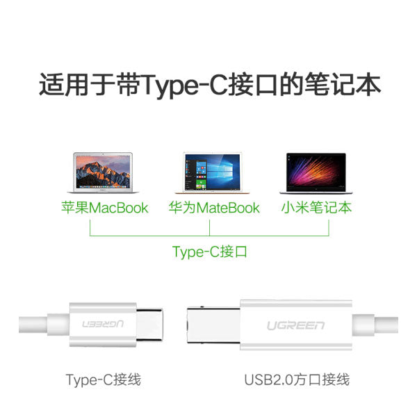 Type C To Usb-B Cable White 1.5M 40417