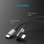 Usb-C To Angled Usb2.0-C Round Cable, 2M (Gray Black)