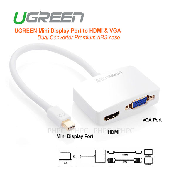  Mini Display Port To Hdmi & Vga Dual Converter Premium Abs Case