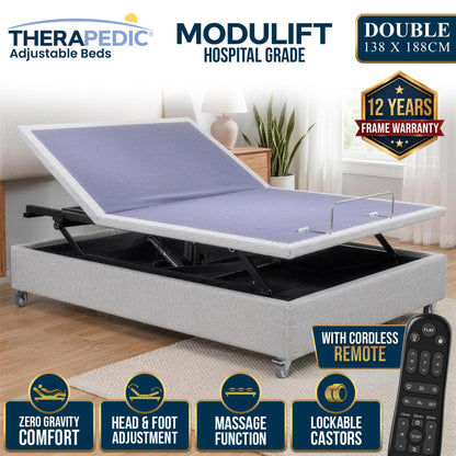 Therapedic Modulift Hospital Grade Double Electric wireless 138x188cm, rear view