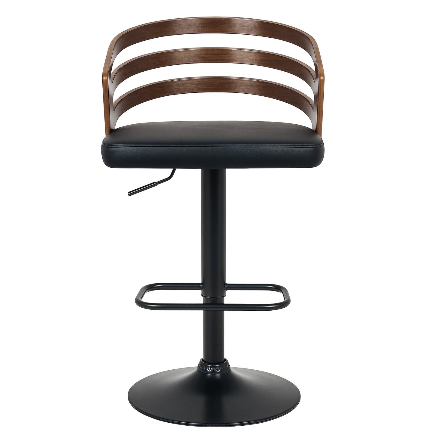 3-Piece Bentwood Walnut Barstool Set Leather Seat Metal Frame