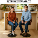 Set of 2 Bentwood Walnut Bar Stools Leather Seat Metal Frame Base