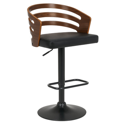 Bentwood Walnut Bar Stool Leather Seat Metal Frame Base Kitchen