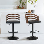 Bentwood Walnut Bar Stool Leather Seat Metal Frame Base Kitchen