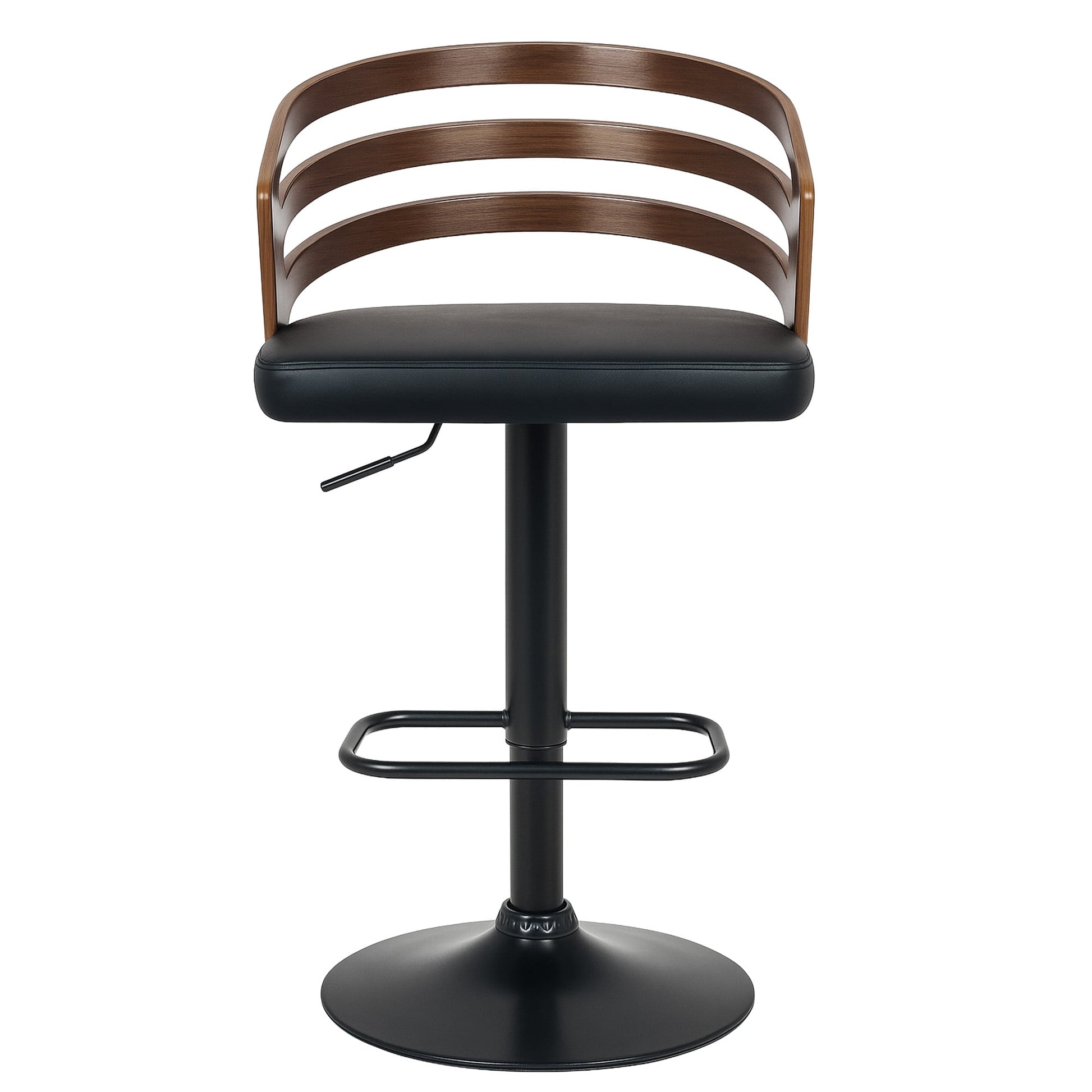 Bentwood Walnut Bar Stool Leather Seat Metal Frame Base Kitchen