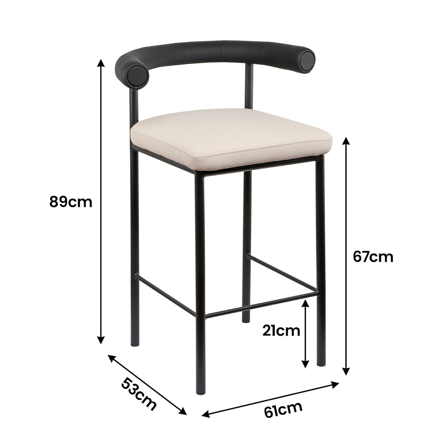 Black stool 53x61x89cm, in room setting