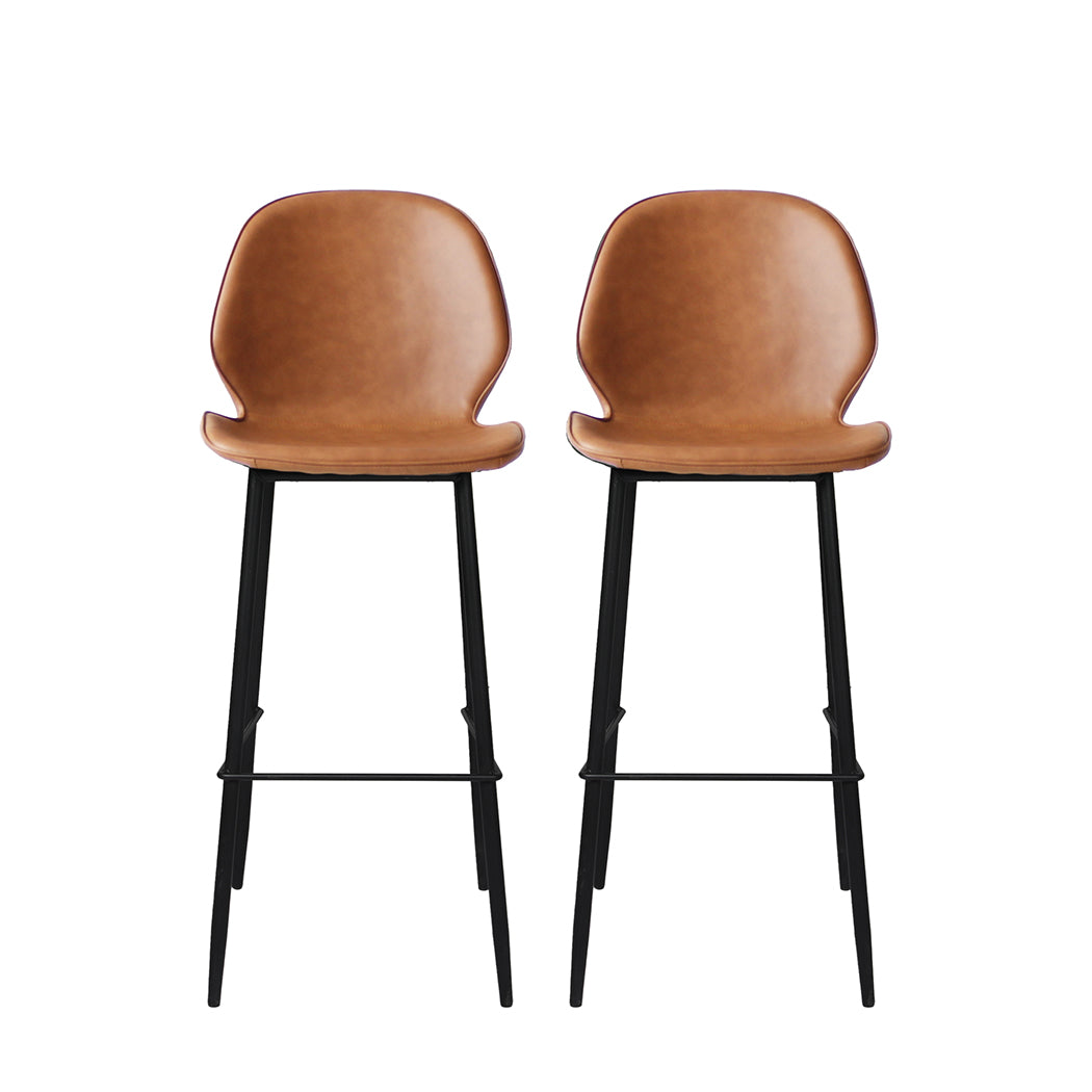 Modern 2x Bar Stool Barstools Counter Brown Durable Frame Classic