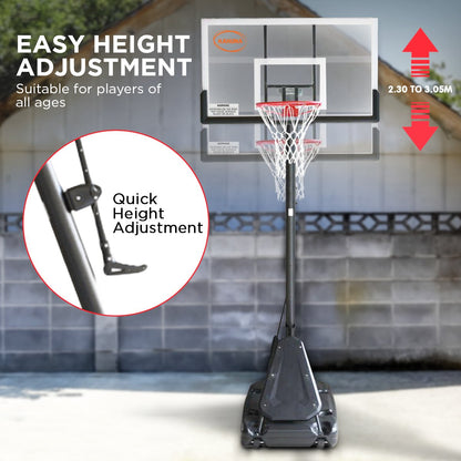 Portable Basketball Hoop System 2.3 to 3.05m for Kids & Adults