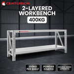 Heavy Duty Centurion 2-Layer Work Bench Grey 400kg Garage Table
