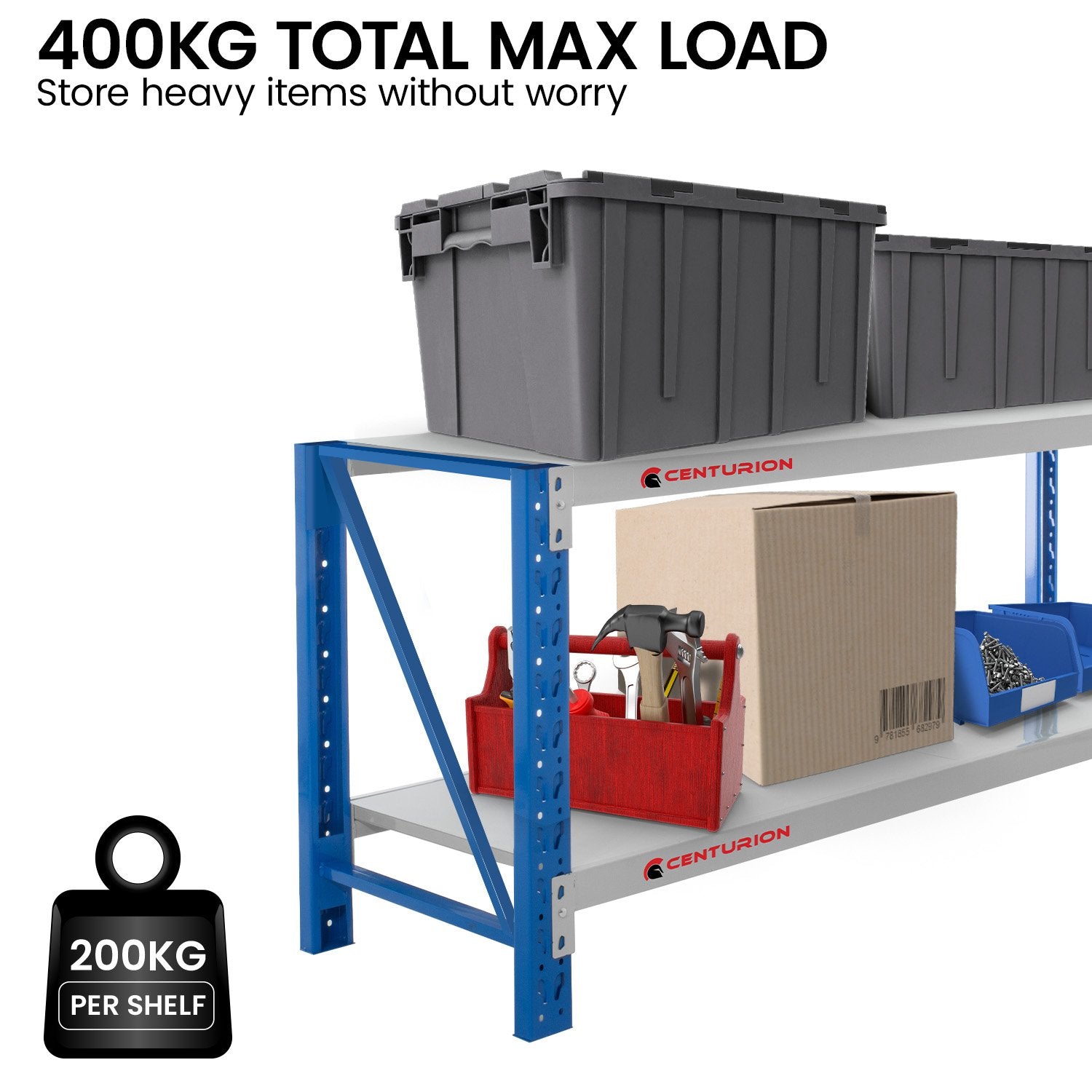 2M 400kg Dual Layer Workbench Grey Blue