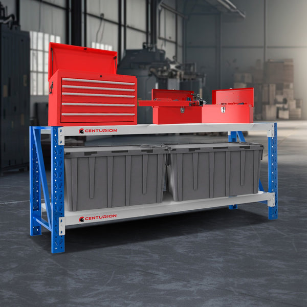  2M 400kg Dual Layer Workbench Grey Blue