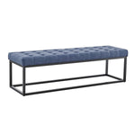 Cameron Button-Tufted Upholstered Bench with Metal Legs - Blue