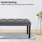 Cate Button-Tufted Upholstered Bench by - Dark Grey