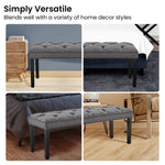 Cate Button-Tufted Upholstered Bench by - Dark Grey