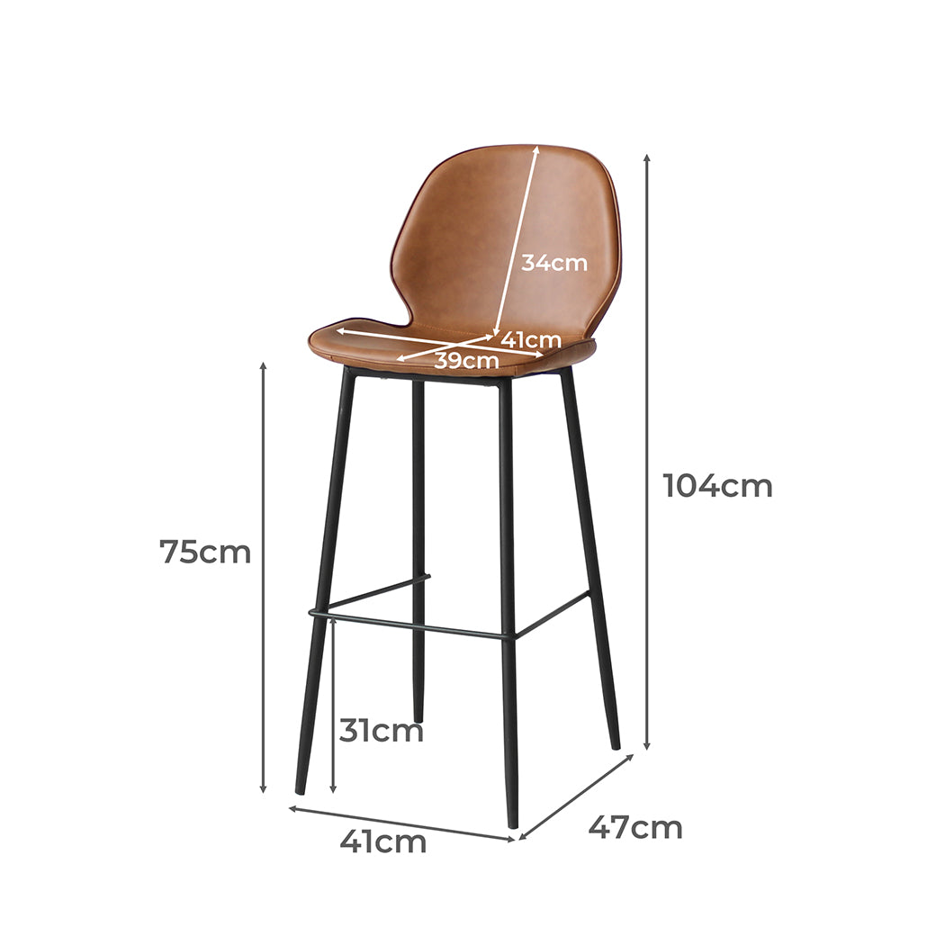 Modern 2x Bar Stool Barstools Counter Brown Durable Frame Classic