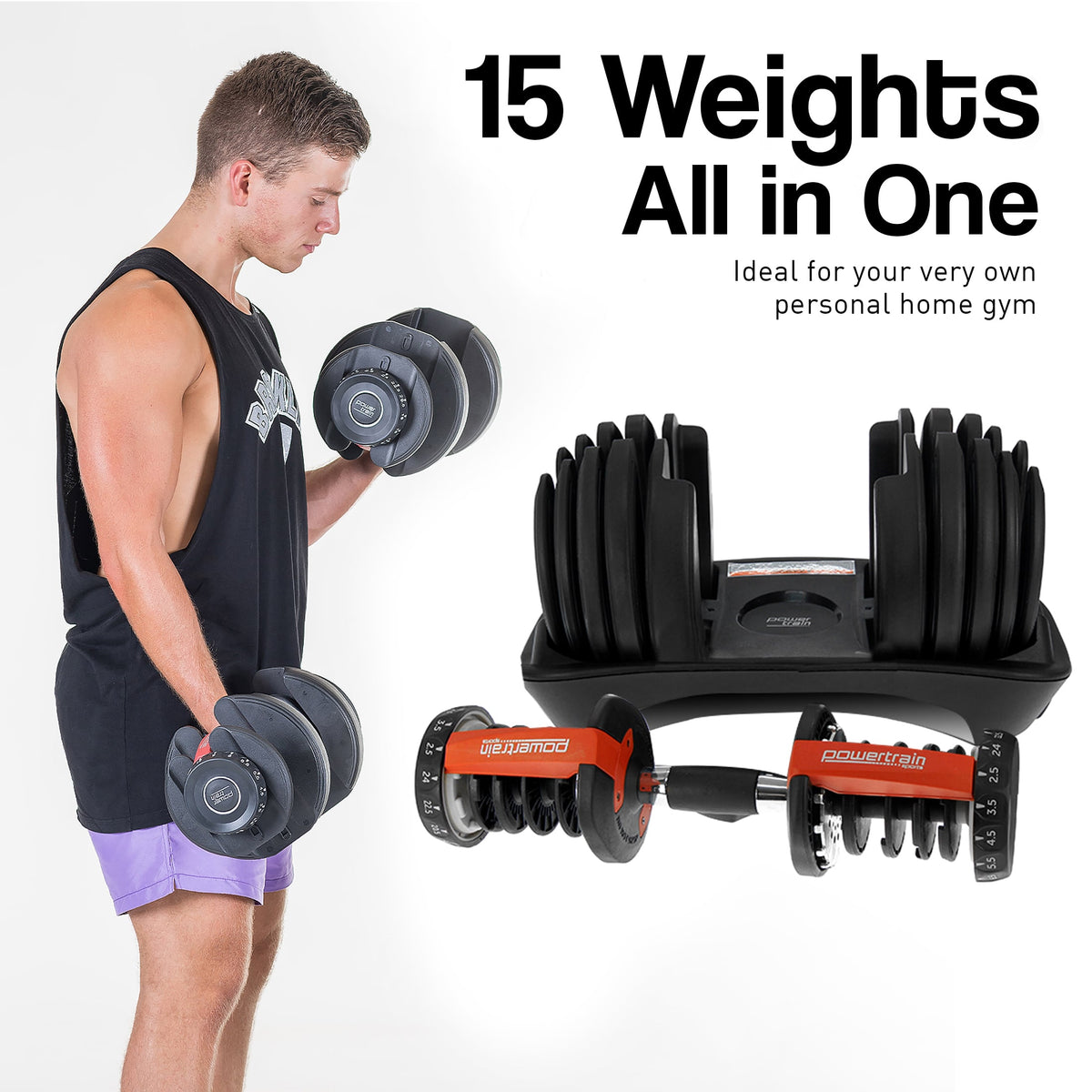 Adjustable Dumbbell Set Red Steel