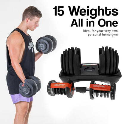 Adjustable Dumbbell Set Red Steel