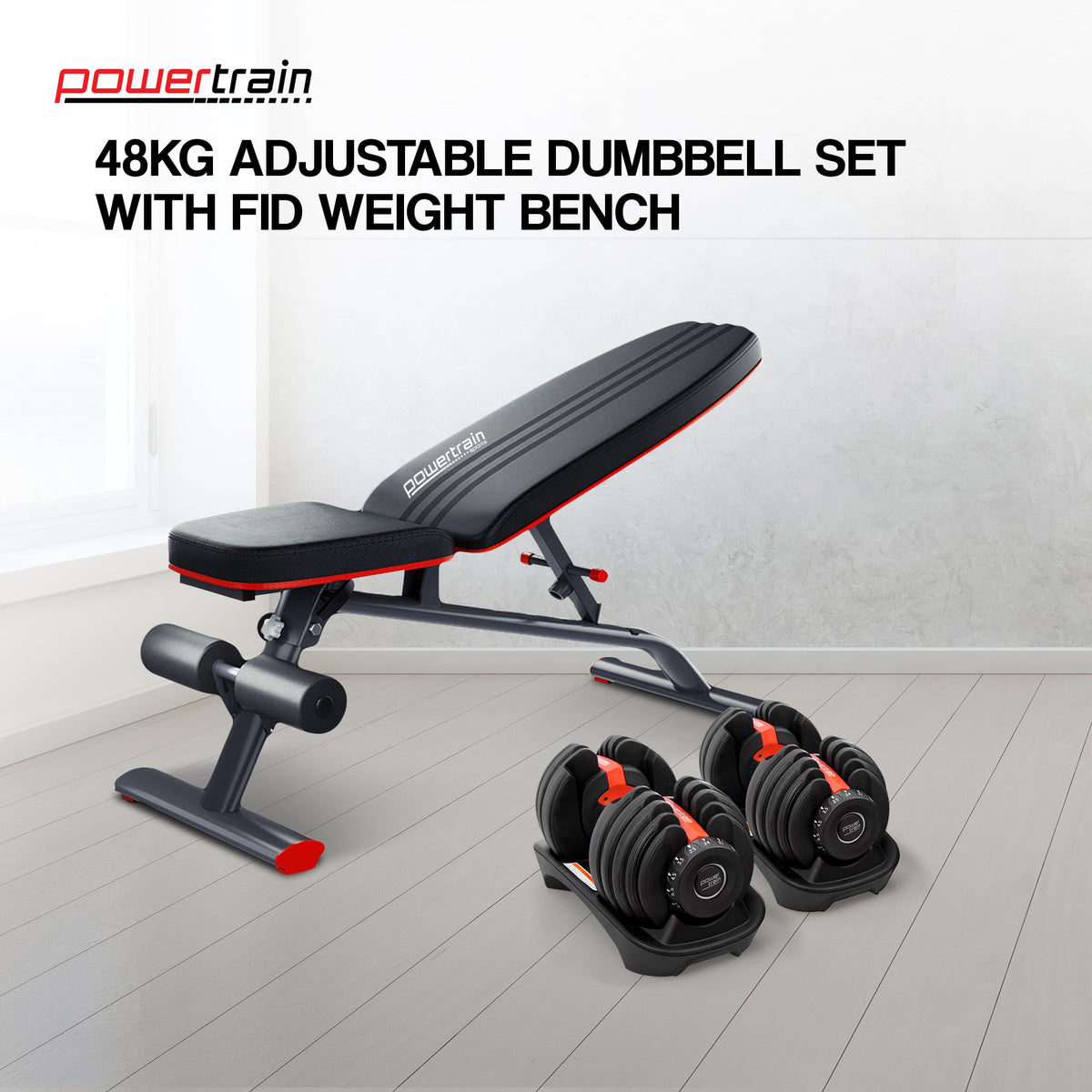 Adjustable Dumbbell Set Red Steel