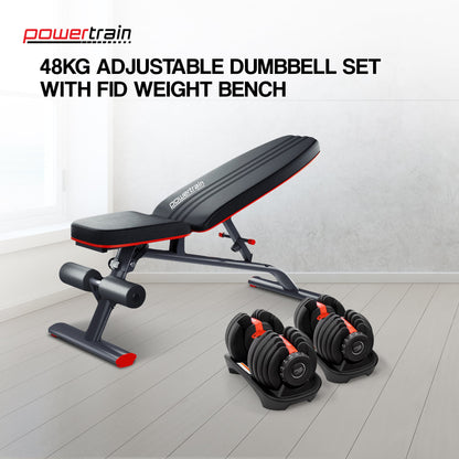 Adjustable Dumbbell Set Red Steel
