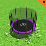 Outdoor 8ft Round Trampoline Purple Free Safety Net and Pad Kids