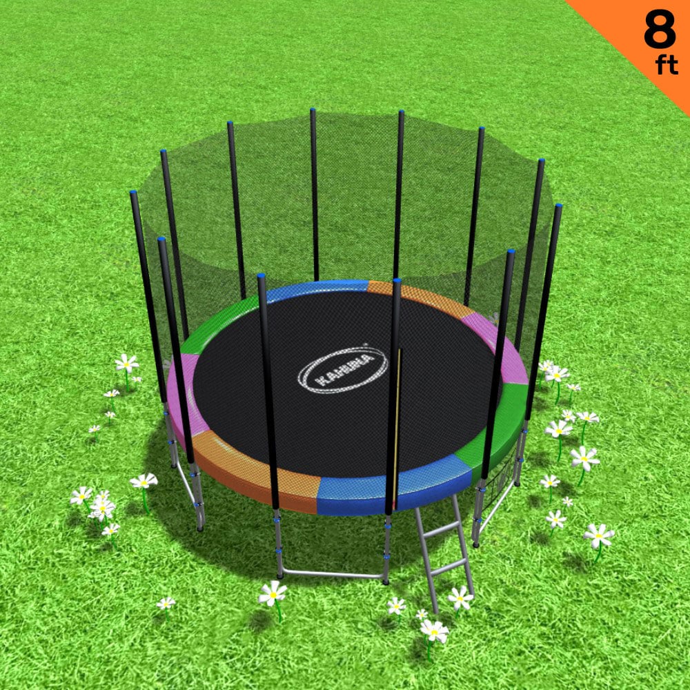 Kahuna Blizzard 8 Ft Trampoline rainbow 1x8cm, rear view