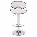 Comfortable White Bar Stools - Leather, Mid-High Back