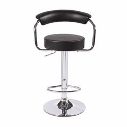 Comfortable Black Bar Stools - Leather, High Back, Adjustable