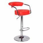 Comfortable Red Bar Stools - Leather, High Back, Adjustable