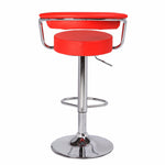 Comfortable Red Bar Stools - Leather, High Back, Adjustable